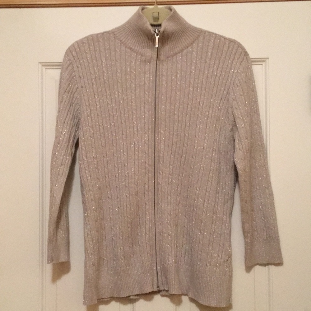 🔵 2/$22❗️Chaps Glitter Knit Full Zip Women’s Sweater - Picture 3 of 6